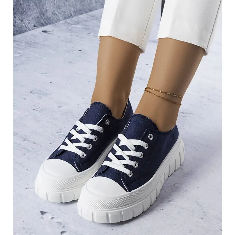 Navy blue platform sneakers from Bellemare