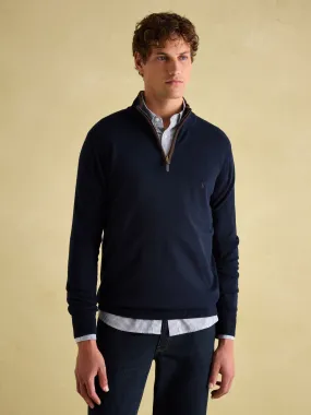 Navy Quarter Zip Knit Jumper
