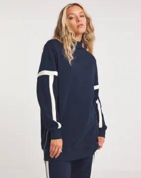Navy Side Zip Tunic with Stripe | Simply Be