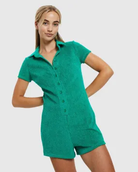 Neon Hart Tiana Fitted Textured Romper Green