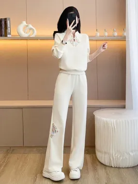 New Chinese-style outfit for early autumn, a complete set of casual, fashionable, foreign-style, national-style embroidered swea