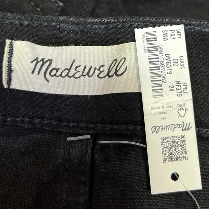 NEW Madewell Women's Black Perfect Vintage Bell Bottom Flare Denim Jeans Size 24
