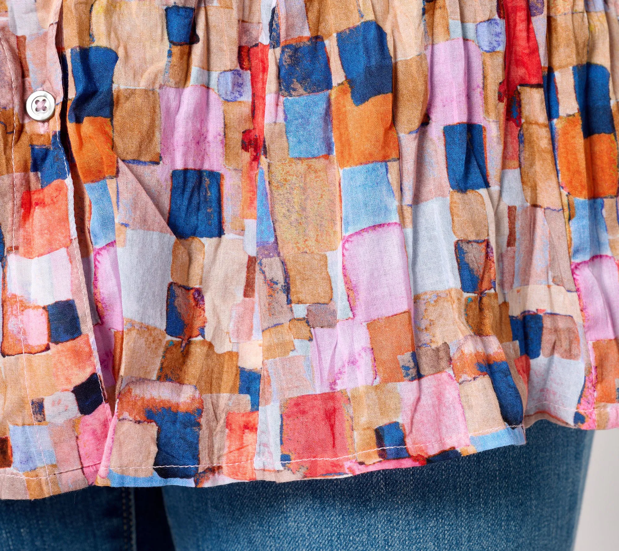 NIC+ZOE Printed Crinkle Button Front Tunic