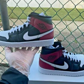 Nike Air Jordan 1 Mid "BLK TOE" Noble Red Men’s Size10...