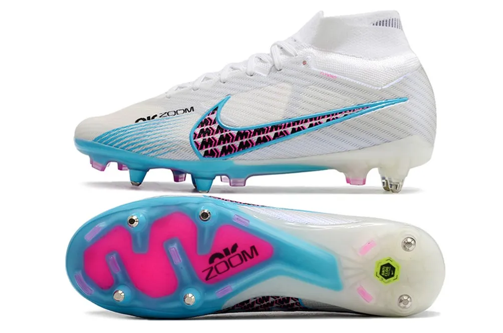 Nike Air Zoom Mercurial Superfly 9 Elite SG-Pro Anti-Clog Blast Pack - White/Blue/Laser Pink
