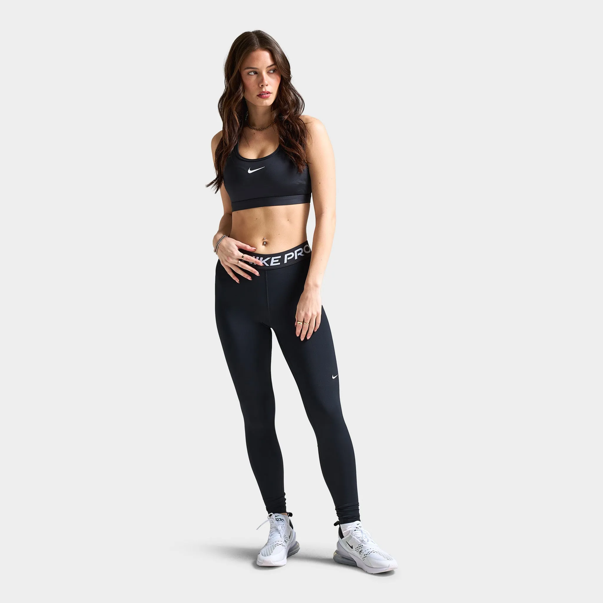 Nike Pro Women's Mid-Rise Mesh-Panelled Leggings Black / White