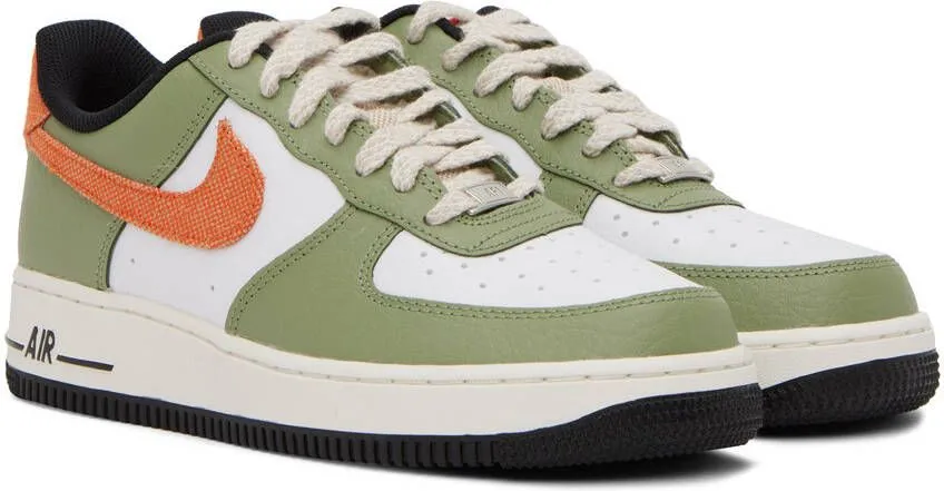 Nike White & Green Air Force 1 '07 Sneakers