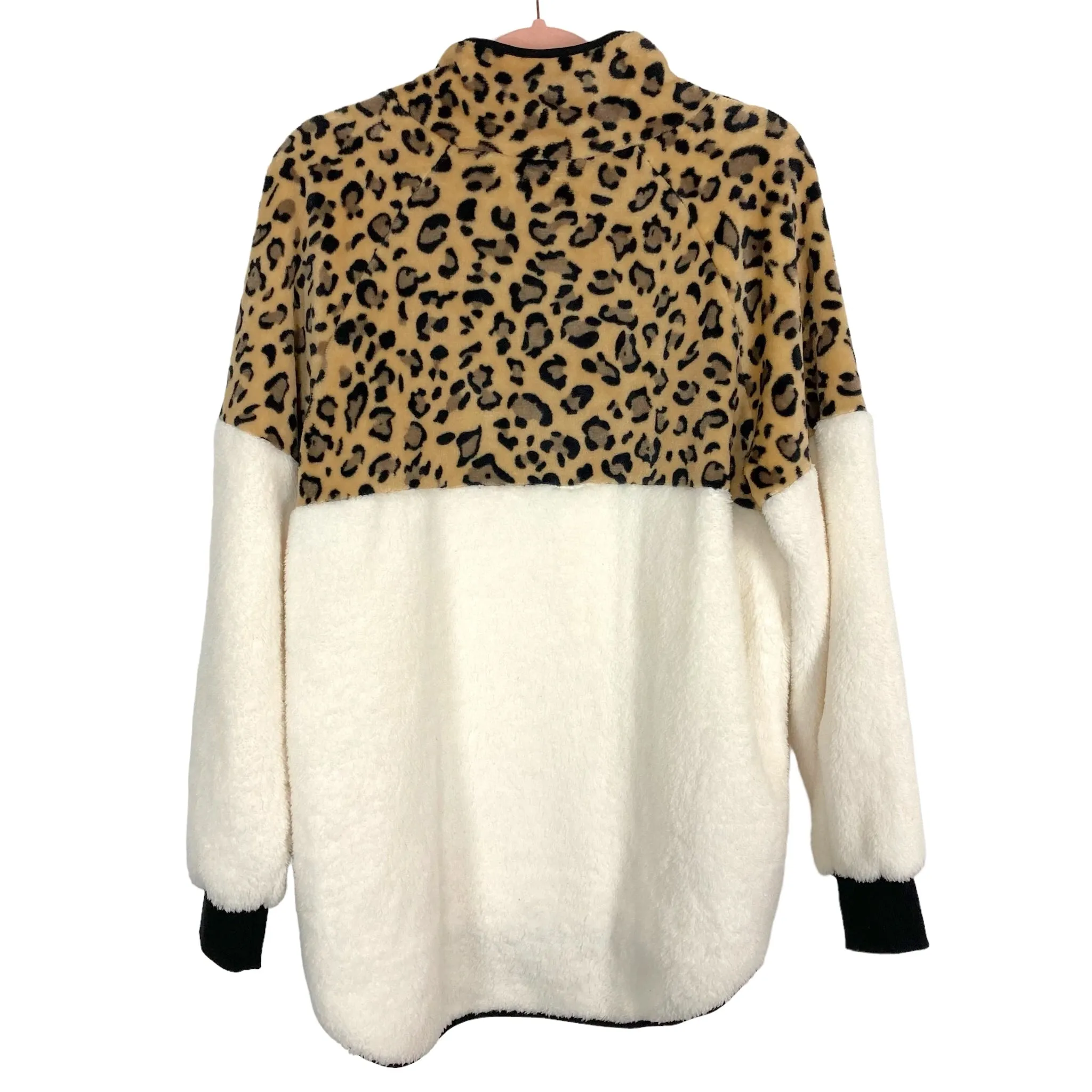 No Brand Cream Animal Print Side Snap Pullover- Size L