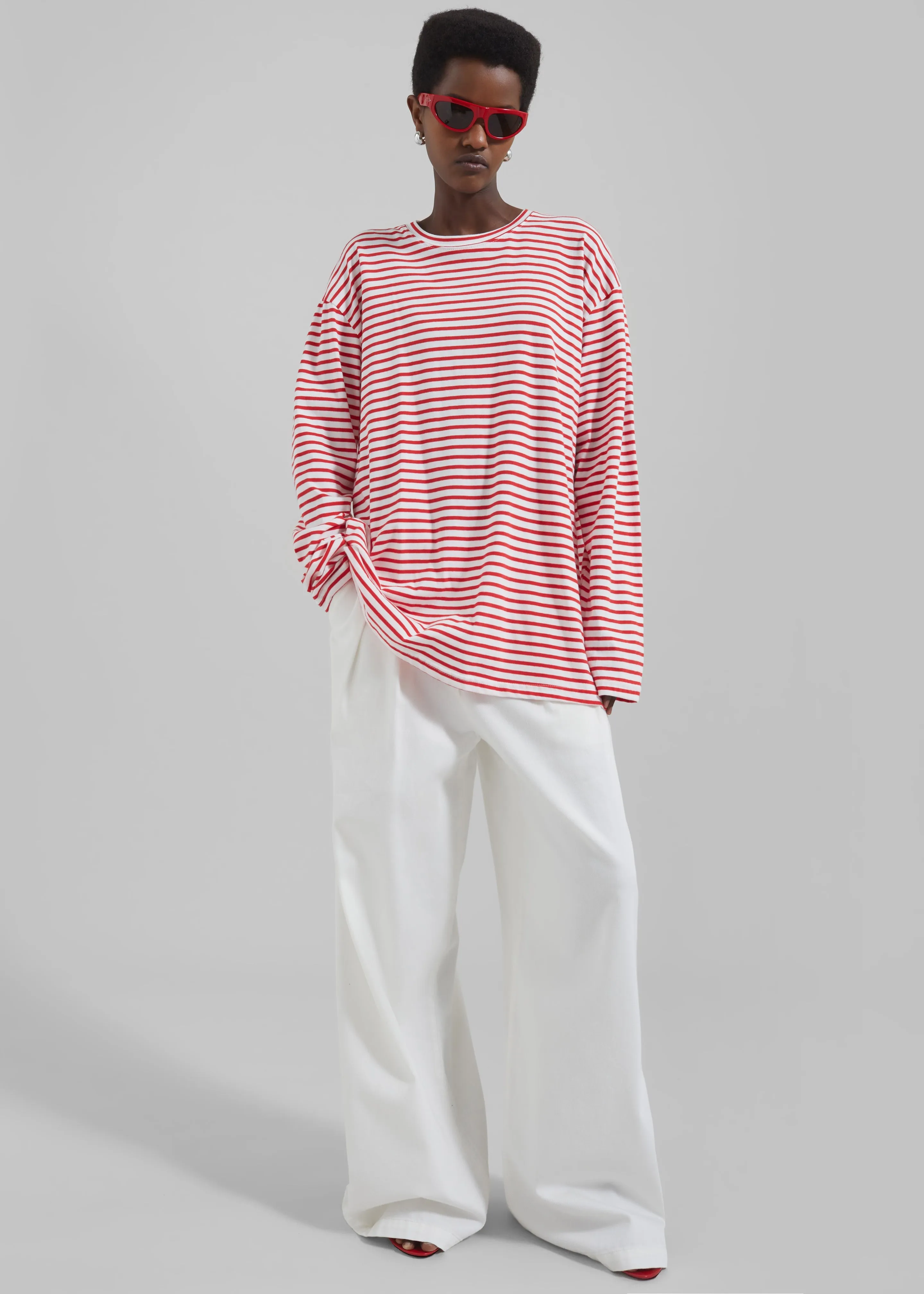 Nolan Pleated Denim Trousers - White