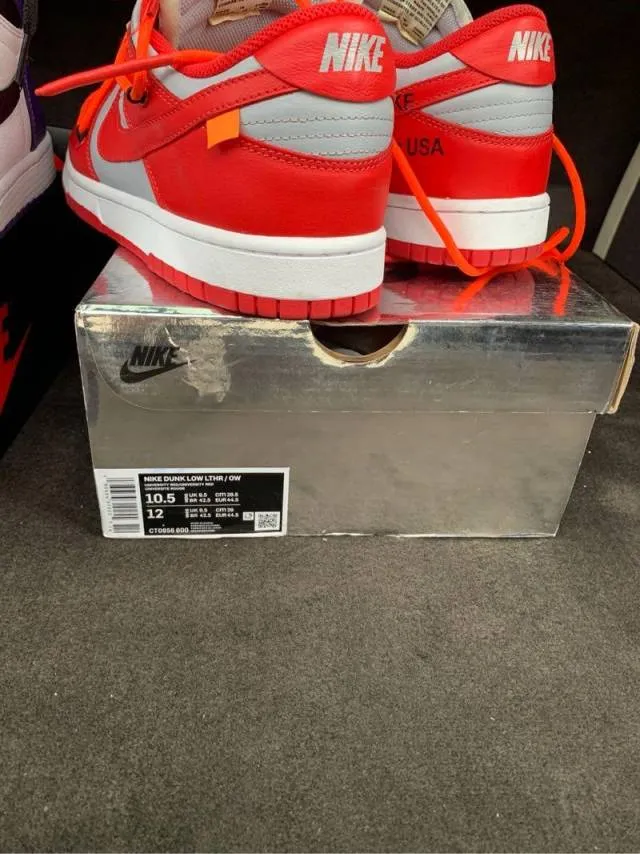 Off-white x nike dunk low university red