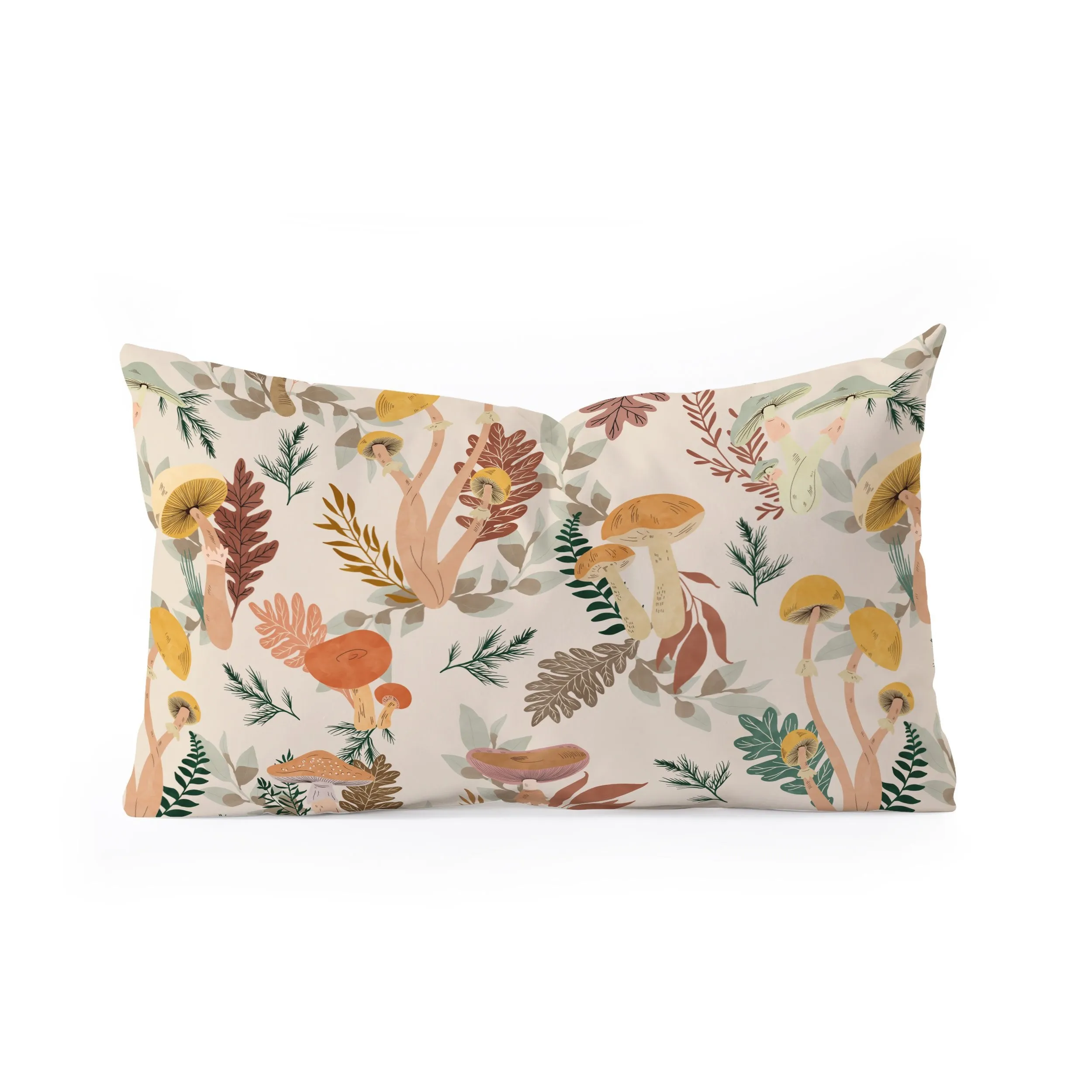 Ole Colorful Mushrooms Oblong Throw Pillow (DS)