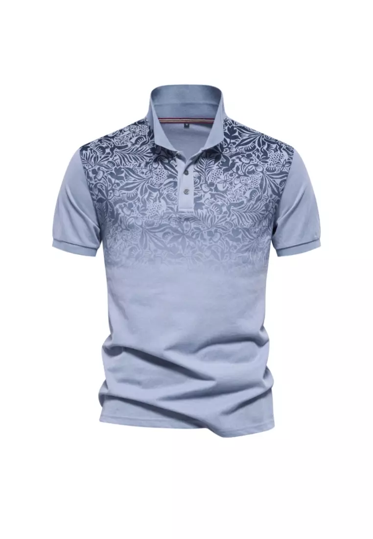 OPCHIC Lapel Gradient Print POLO Shirt