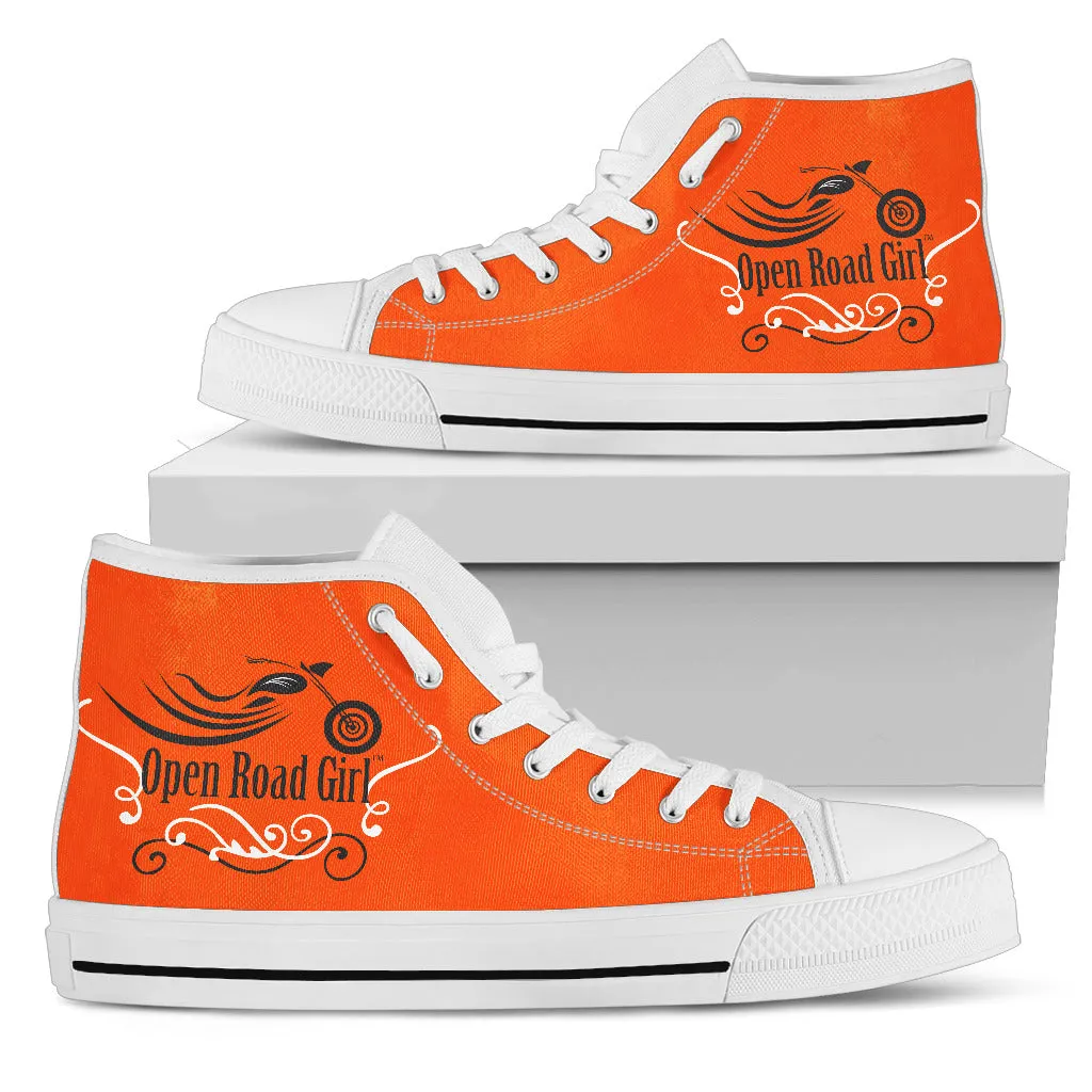 Orange Open Road Girl Women's High Top Sneakers