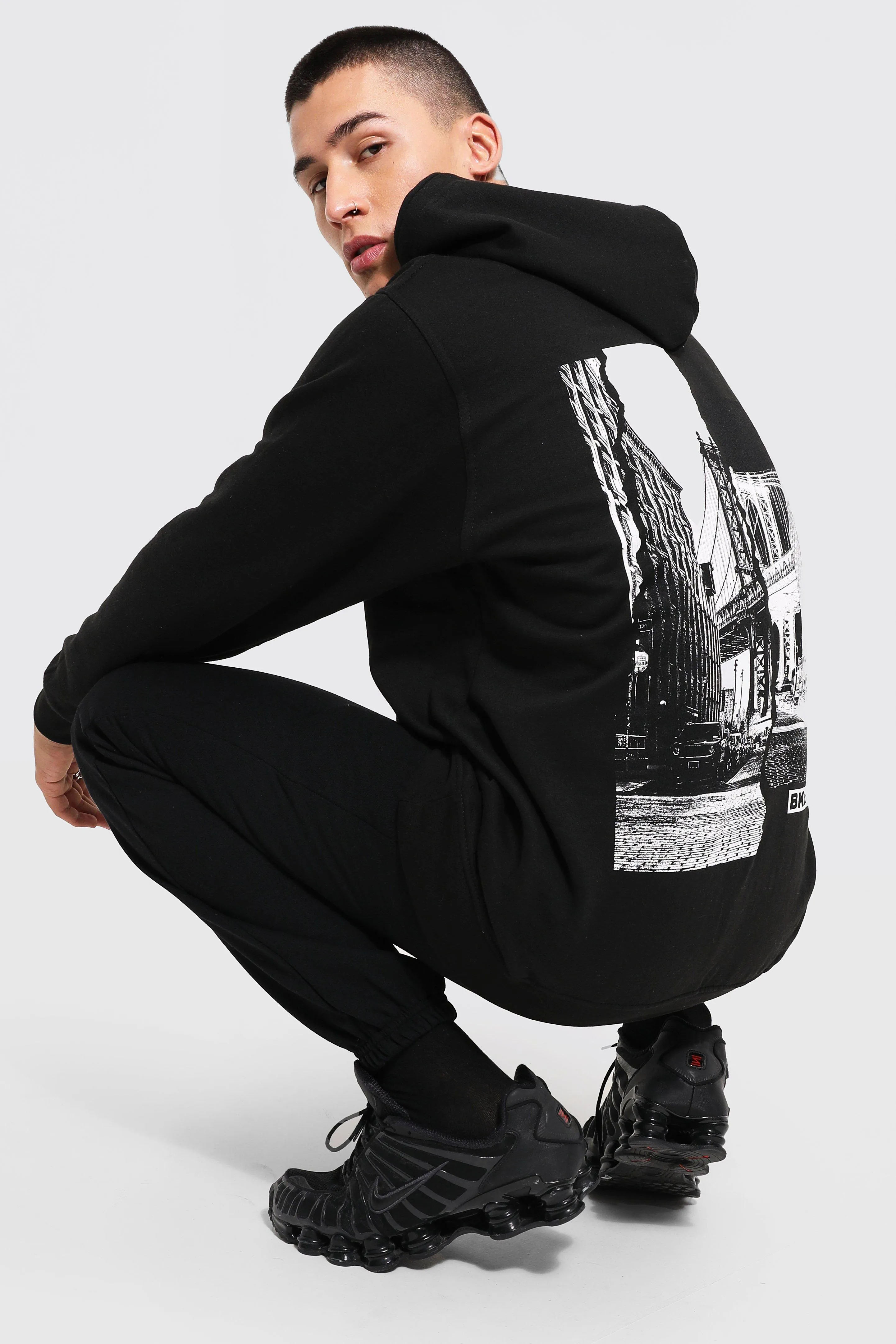 Oversized Brooklyn Scene Back Print Hoodie