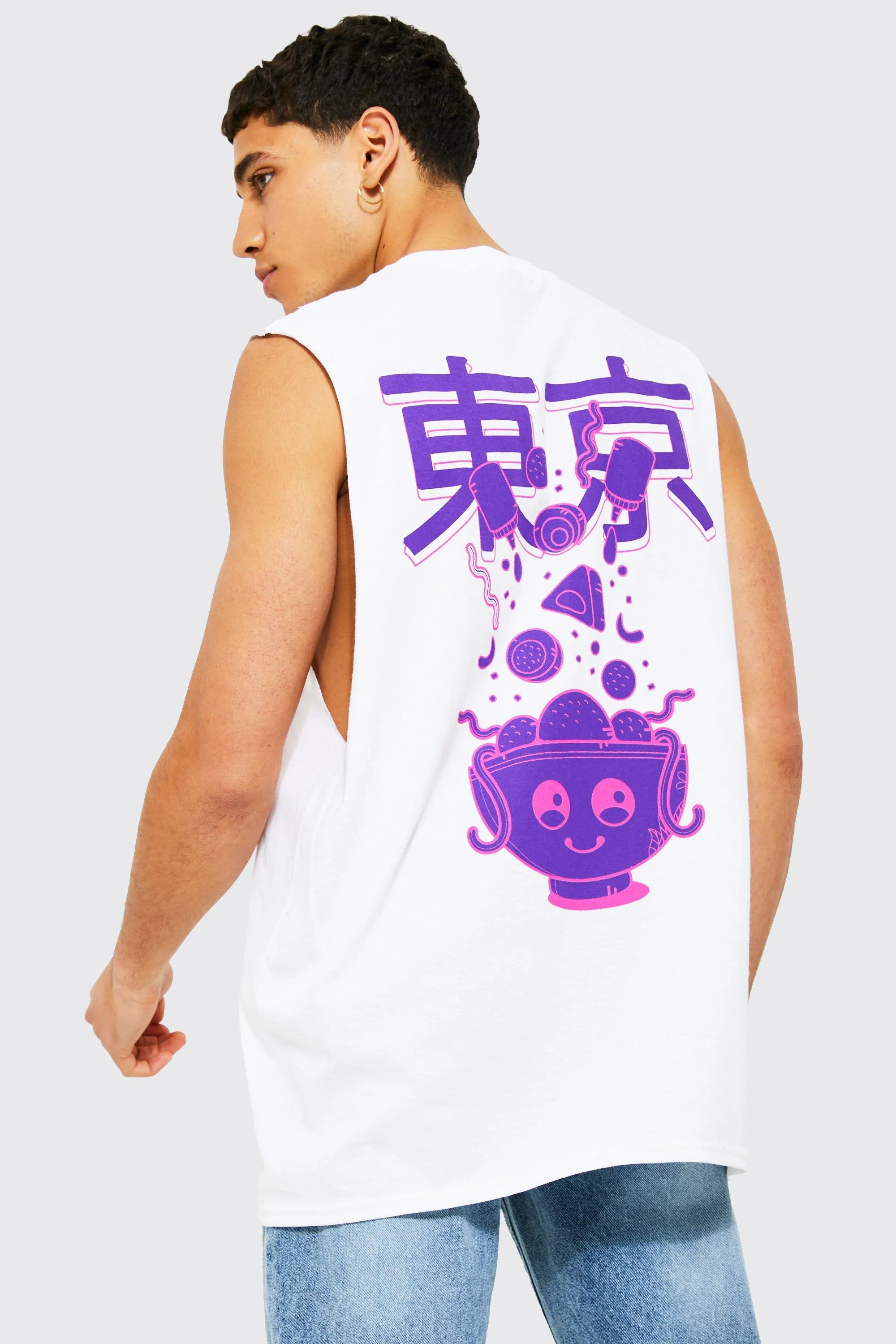 Oversized Graphic Back Print Tank