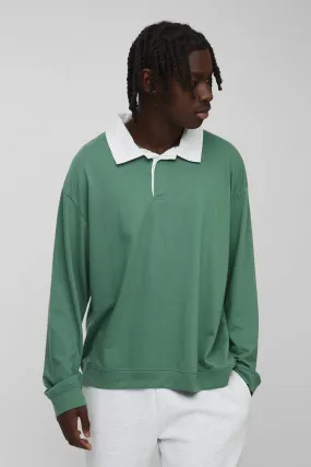 Oversized Rugby Long Sleeve Polo
