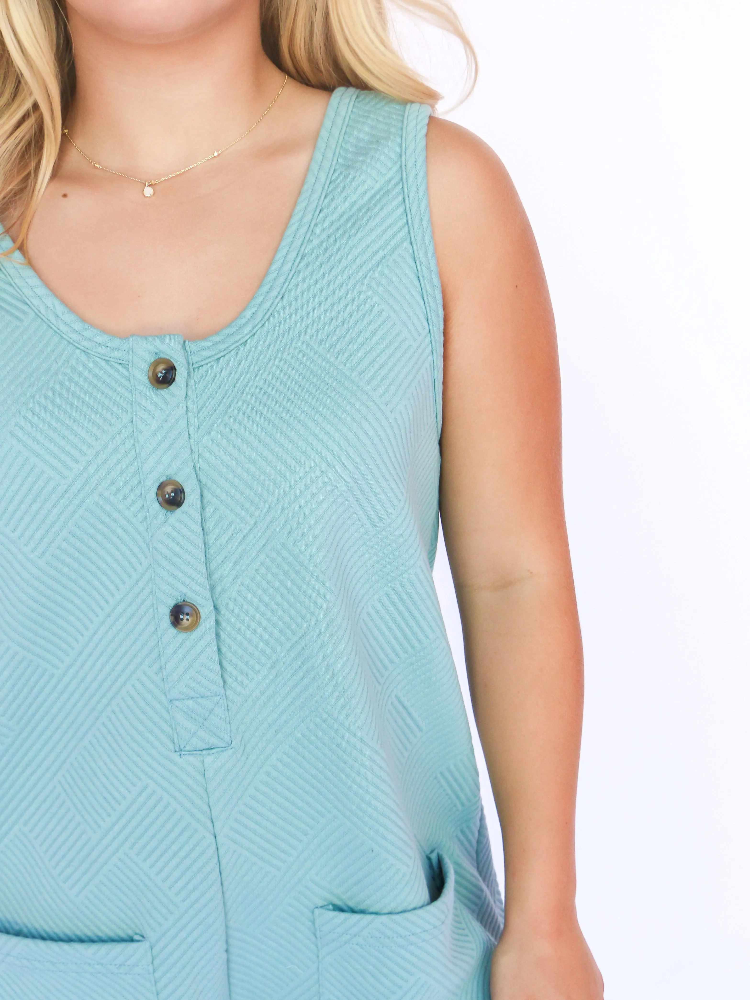 Oversized Scoop Neck Button Down Romper