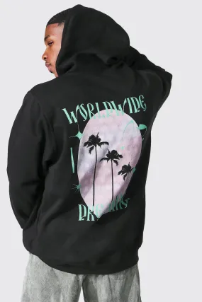 Oversized Worldwide Palm Back Print Hoodie