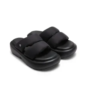 Padded Souble-strap Platform Sandals in Black-