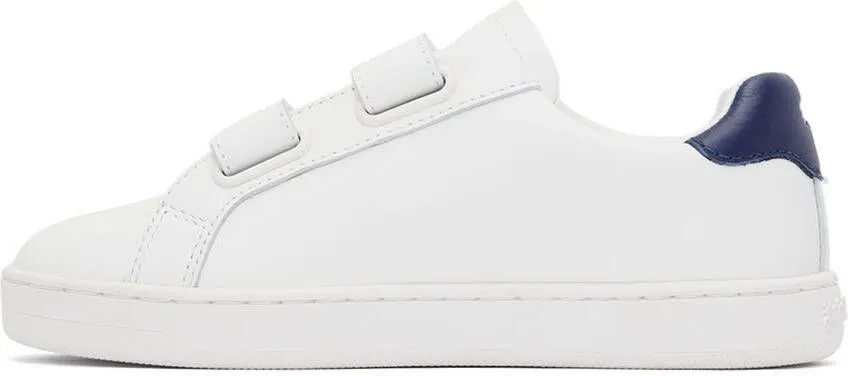 Palm Angels Kids White& Navy Palm 1 Strap Sneakers
