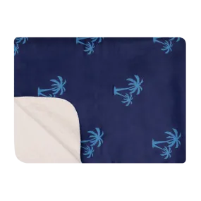 Palm Trees Cyan - Luxury Sherpa Fleece Blanket