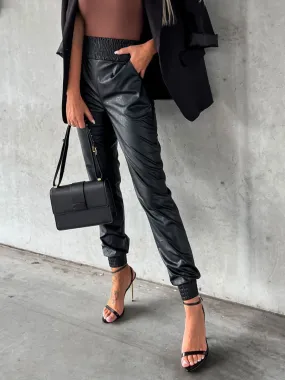 Pants Black PU Leather Trousers