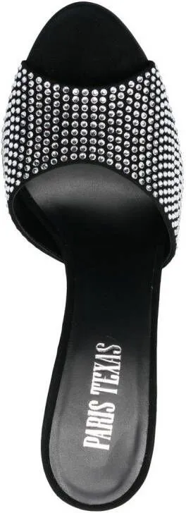 Paris Texas 110mm crystal embellished suede mules Black