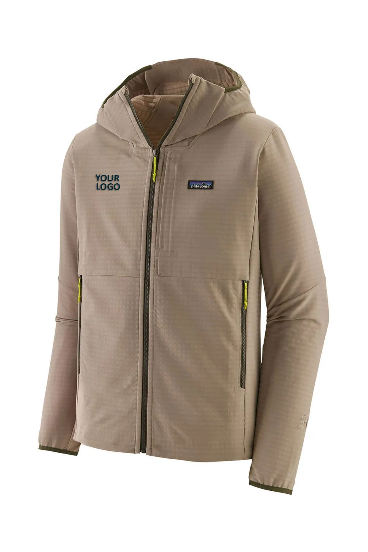 Patagonia Mens R1 TechFace Custom Hoodies, Seabird Grey