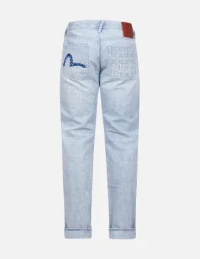 Patchwork Effect and Sashiko Carrot Fit Denim Jeans #2017