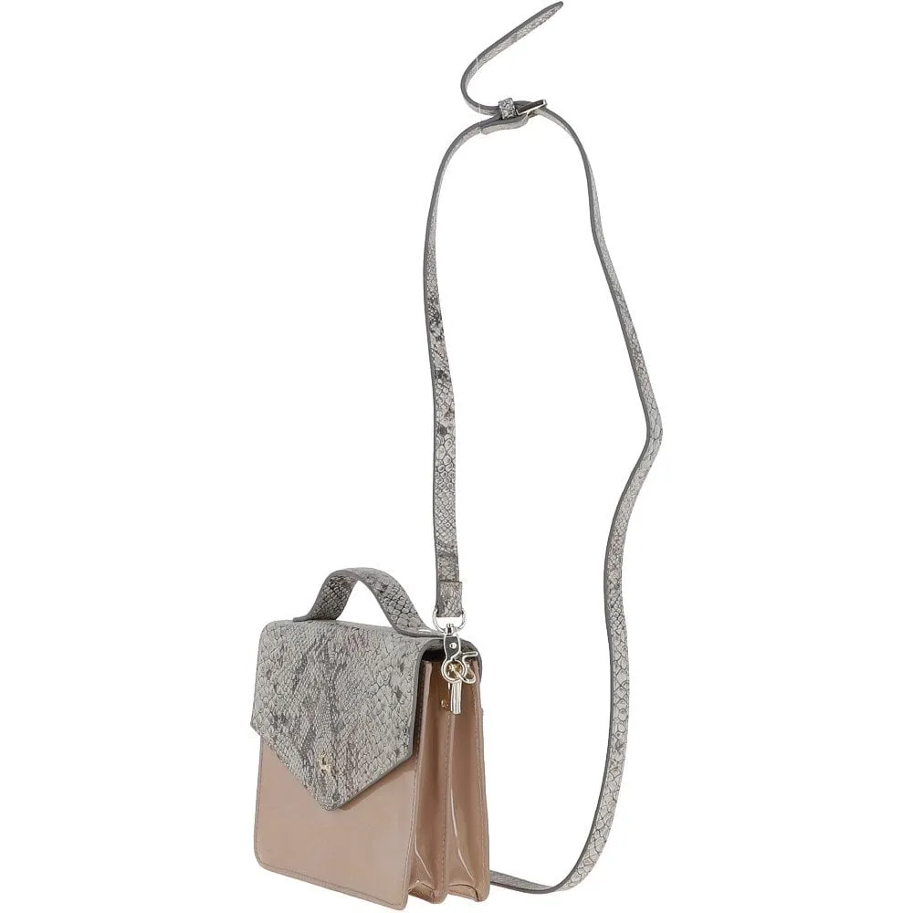 Patent Leather Snake Small Cross Body Bag Nude S Brown: AW0020
