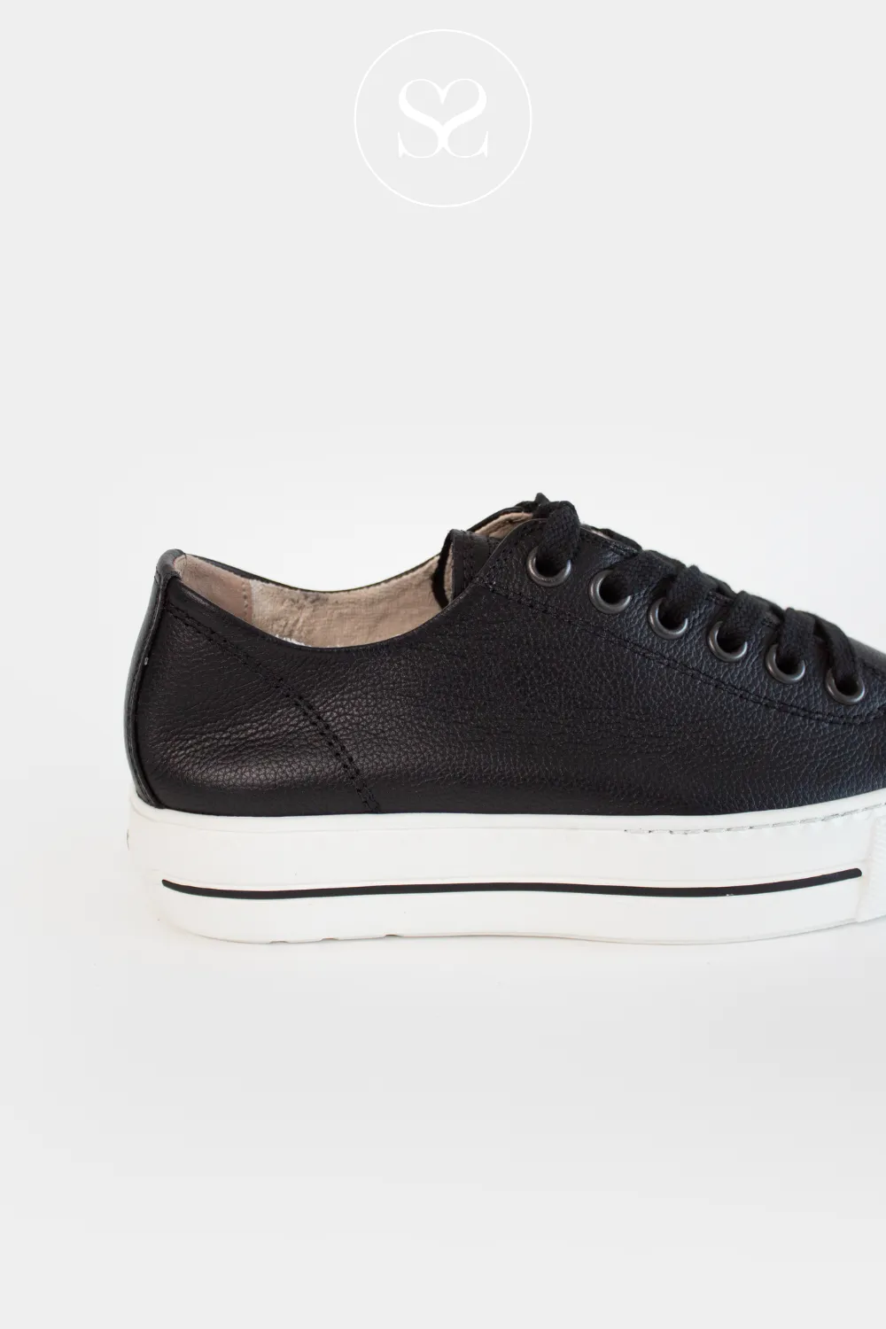 PAUL GREEN 4790 BLACK LEATHER FLATFORM TRAINERS