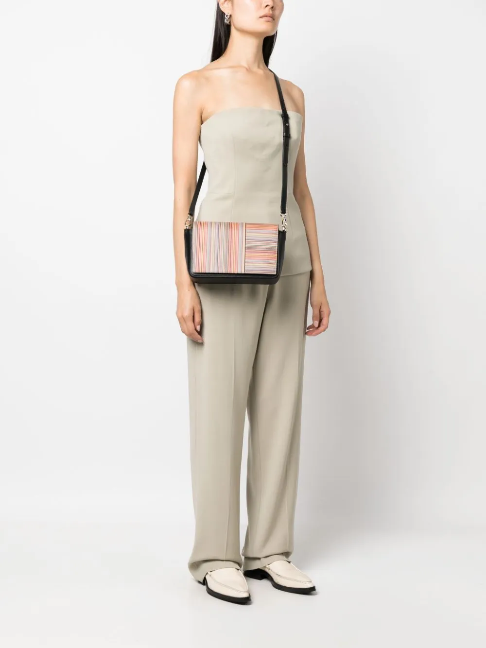 Paul Smith    Paul Smith Signature Stripe Leather Crossbody Bag