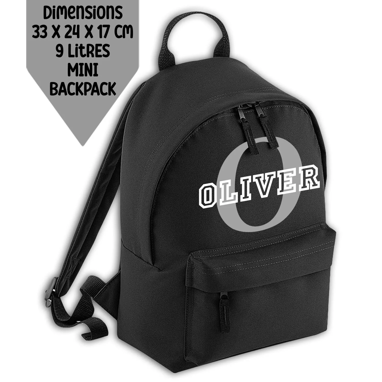 Personalised Backpack Kids 18 12 or 9 Litre Initial and Name Lunch Bag Water Bottle Pencil Case School PE Bag Back To School Bla