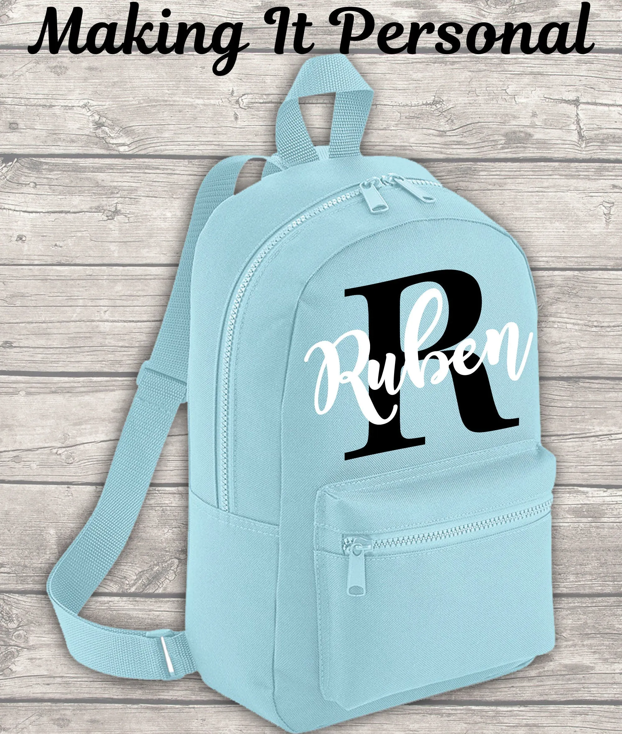 Personalised Mini Backpack ADD Your NAME and Initials Back To School Backpack Kids Backpack Child Backpack Toddler