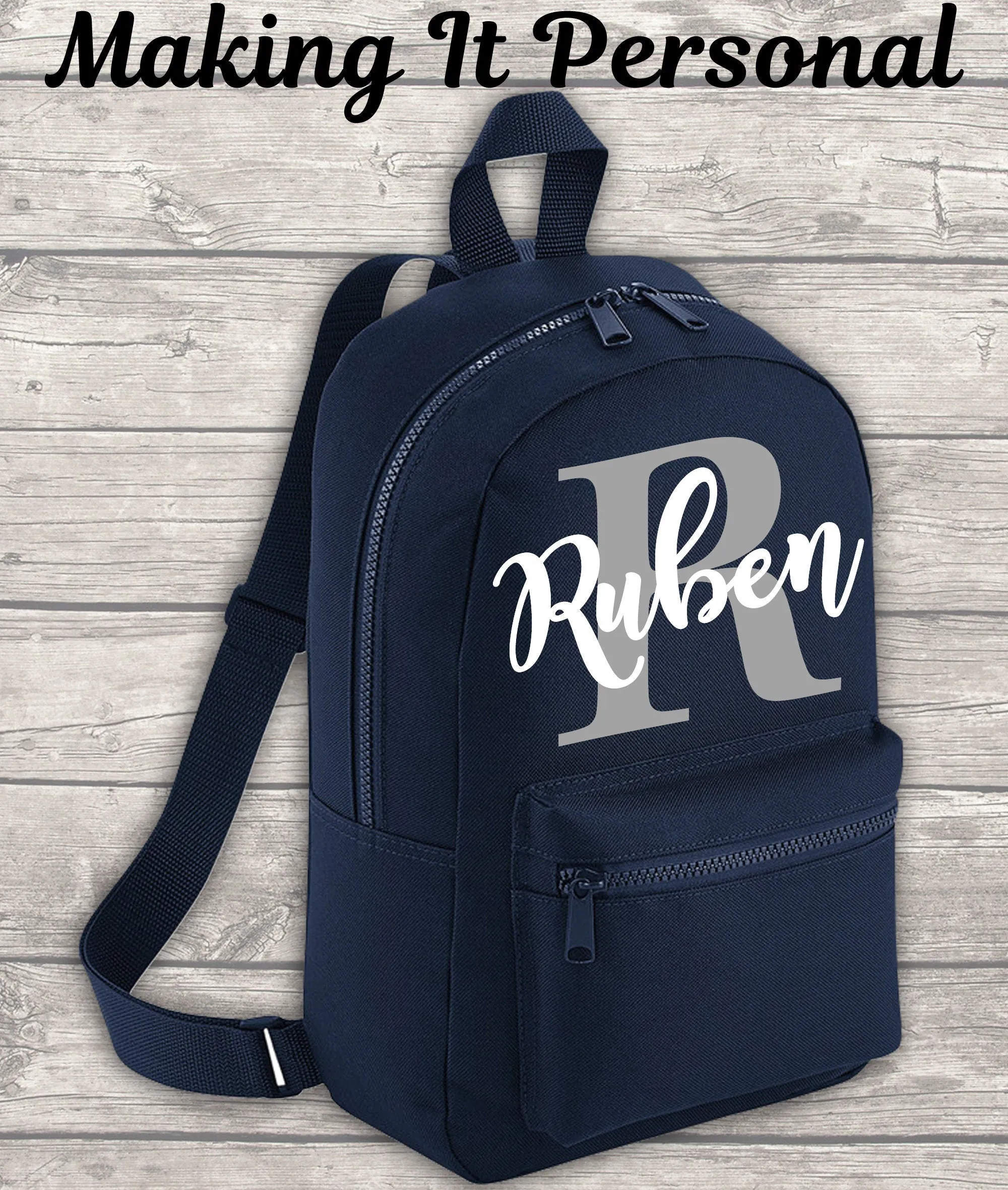 Personalised Mini Backpack ADD Your NAME and Initials Back To School Backpack Kids Backpack Child Backpack Toddler