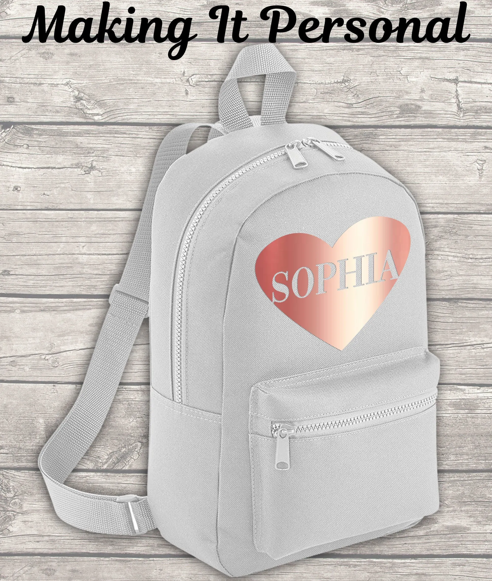 Personalised Mini Rose Gold Heart Backpack ADD Your NAME Back To School Backpack Kids Backpack Child Backpack Toddler