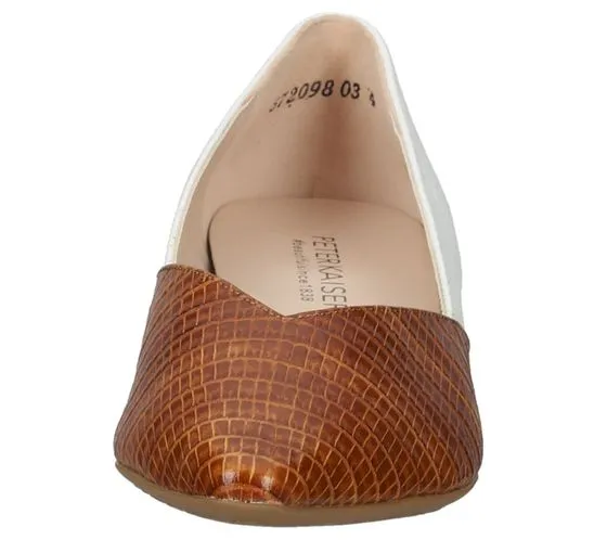 PETER KAISER Damen Echtleder-Slipper Loafer Sommer-Schuhe im Kroko-Design 21703/994 Weiß/Braun