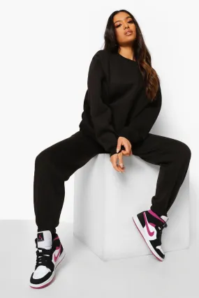 Petite Basic Sweatshirt And Jogger Tracksuit