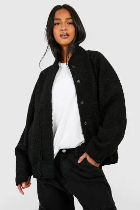 Petite Oversized Wool Bomber Jacket