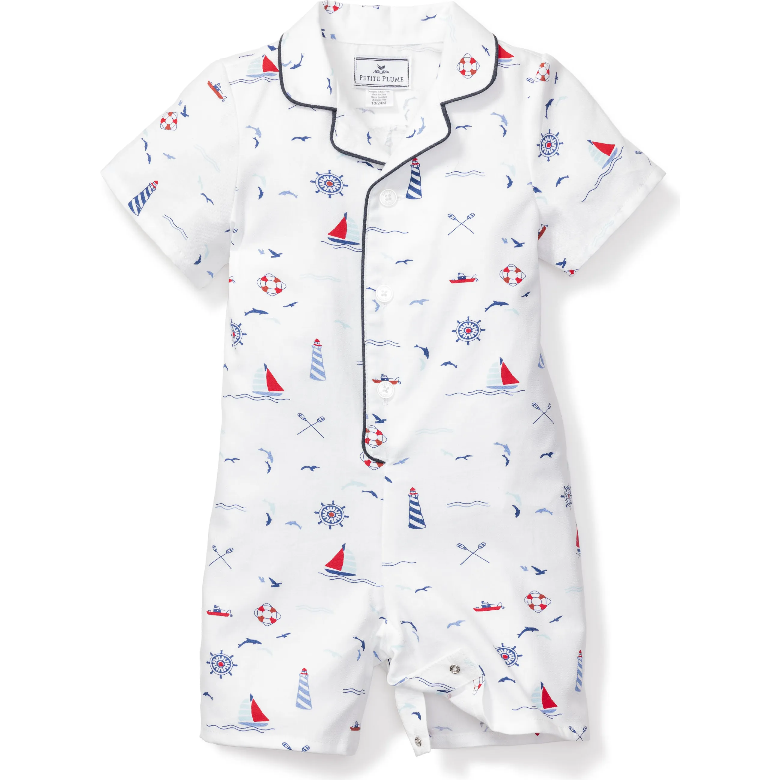 Petite Plume Classic Romper, Sail Away