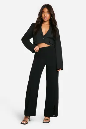 Petite Split Front Wide Leg Pants