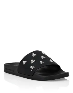 PHILIPP PLEIN Flat gummy sandals Skull&Bones