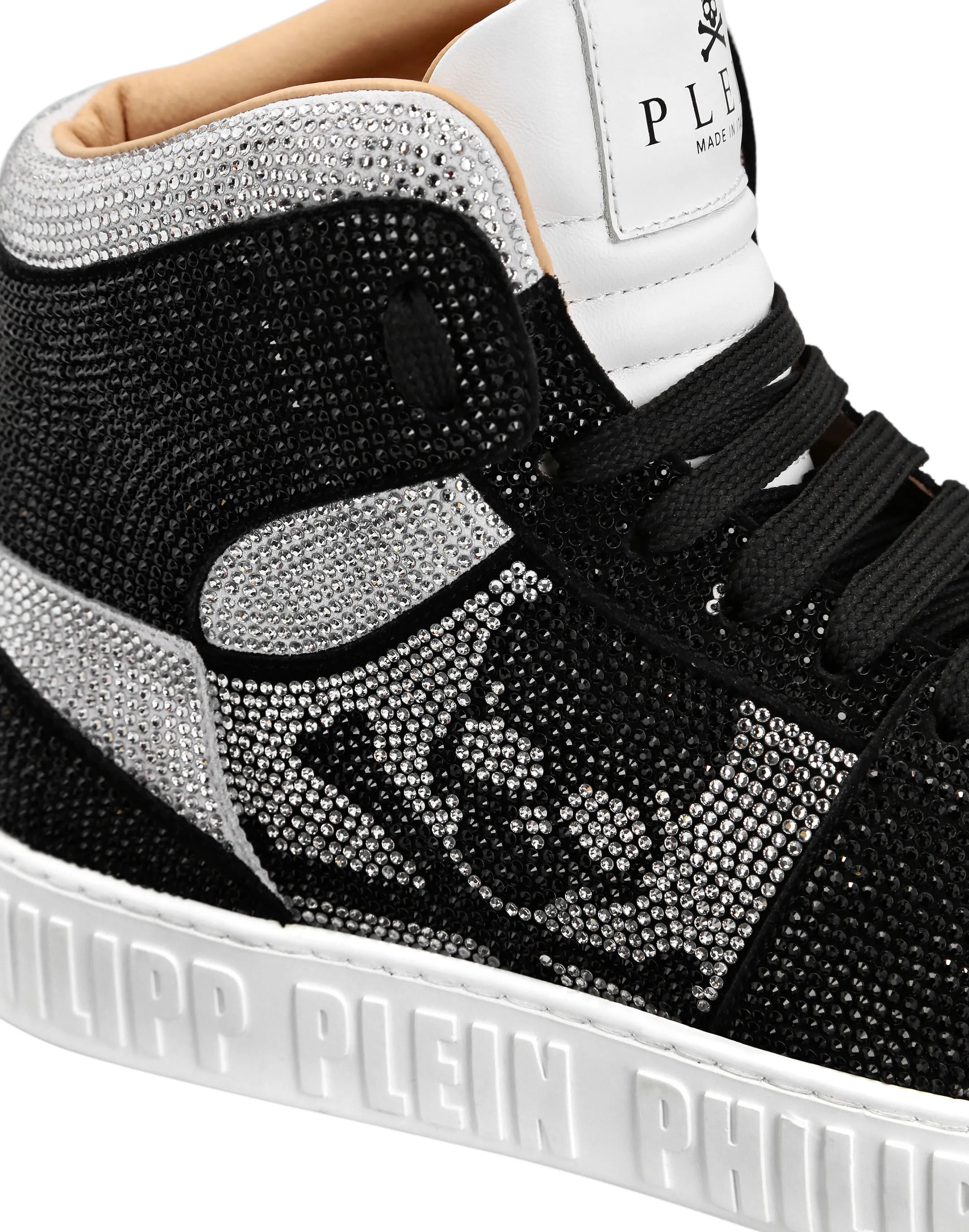 PHILIPP PLEIN HI-TOP SNEAKERS NOTORIOUS CRYSTAL SKULL with Crystals