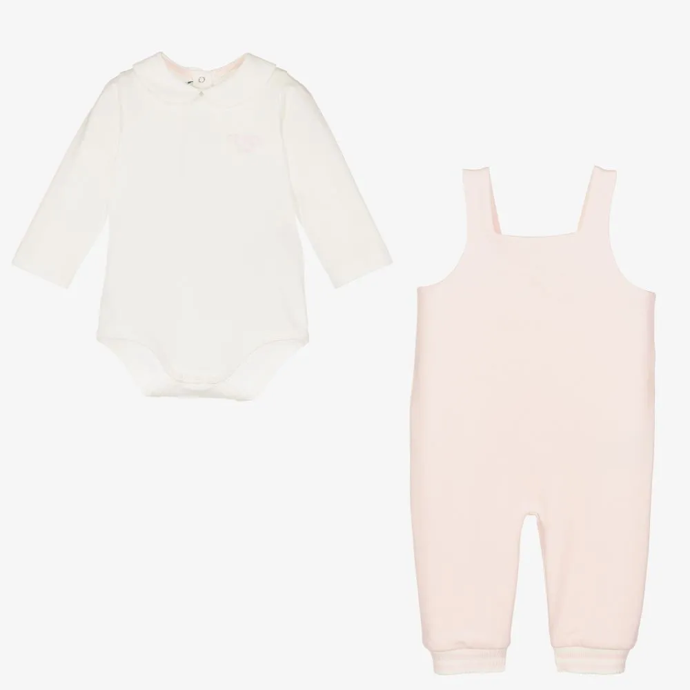 Pink Cotton Dungaree Set