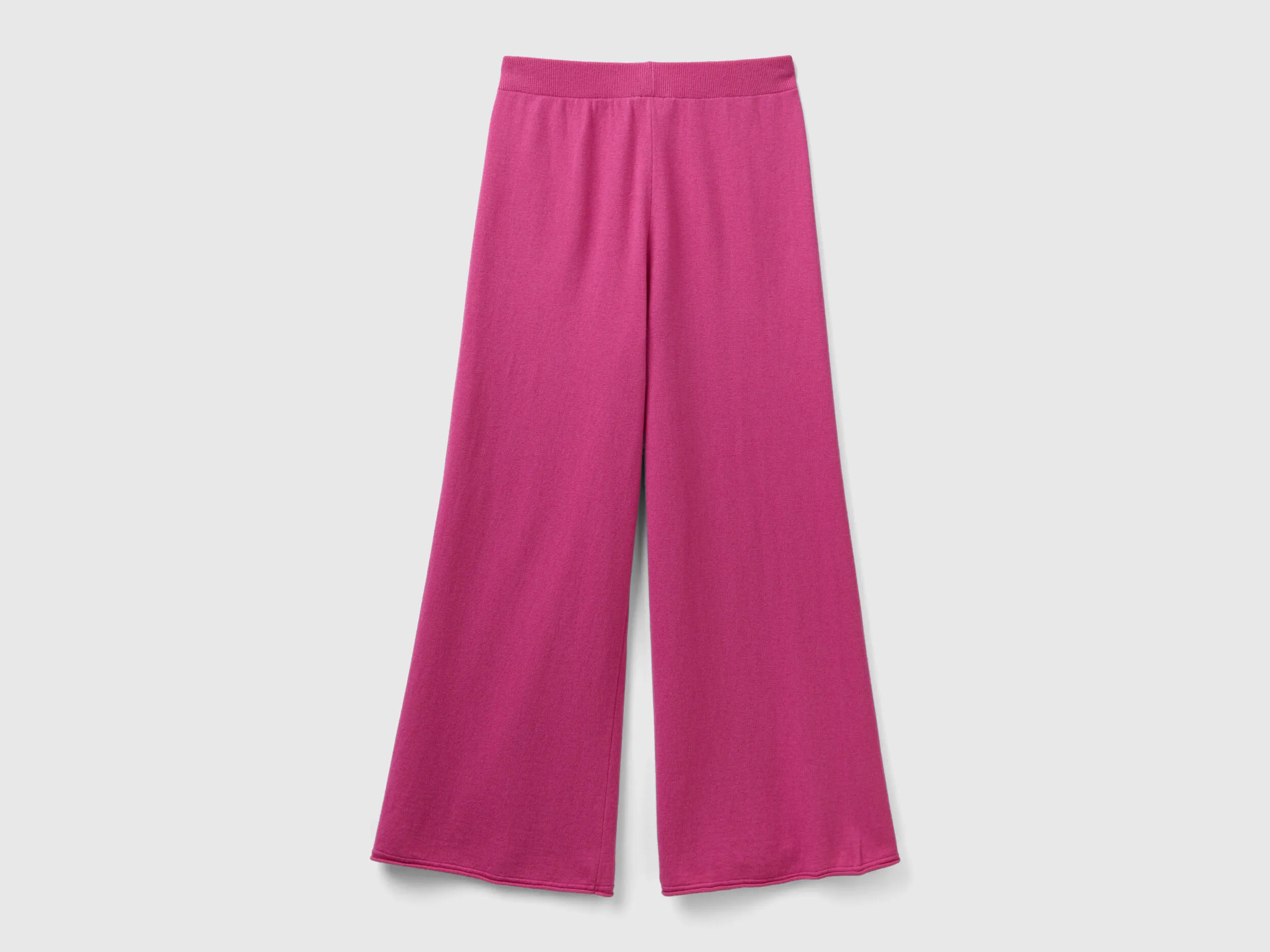 Pink wide trousers in cashmere and wool blend - Pink | Benetton