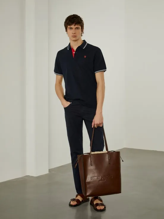 Piqué polo with contrast stripes