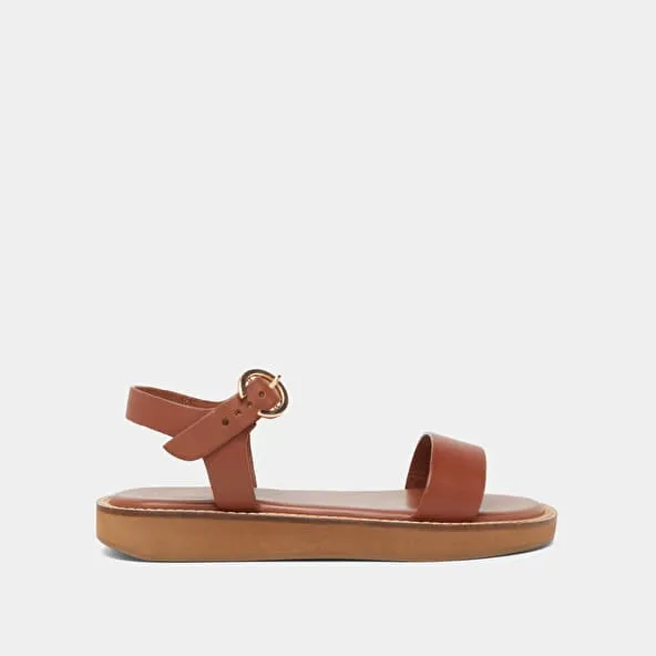 Platform sandals in cognac leather