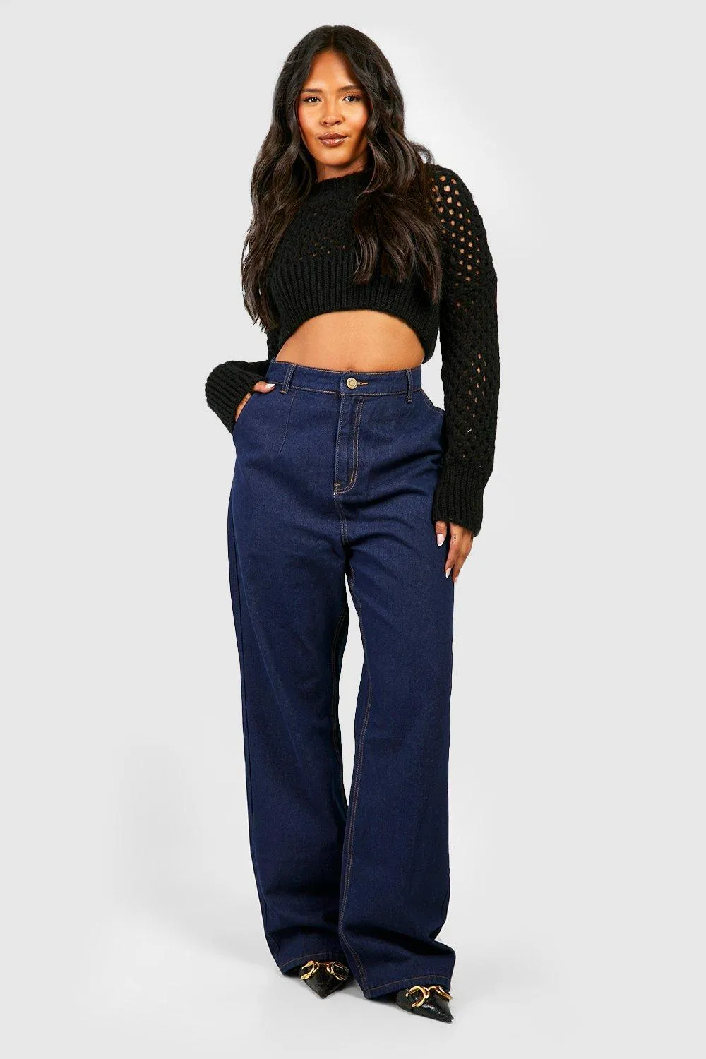 Plus High Waist Wide Leg Pants