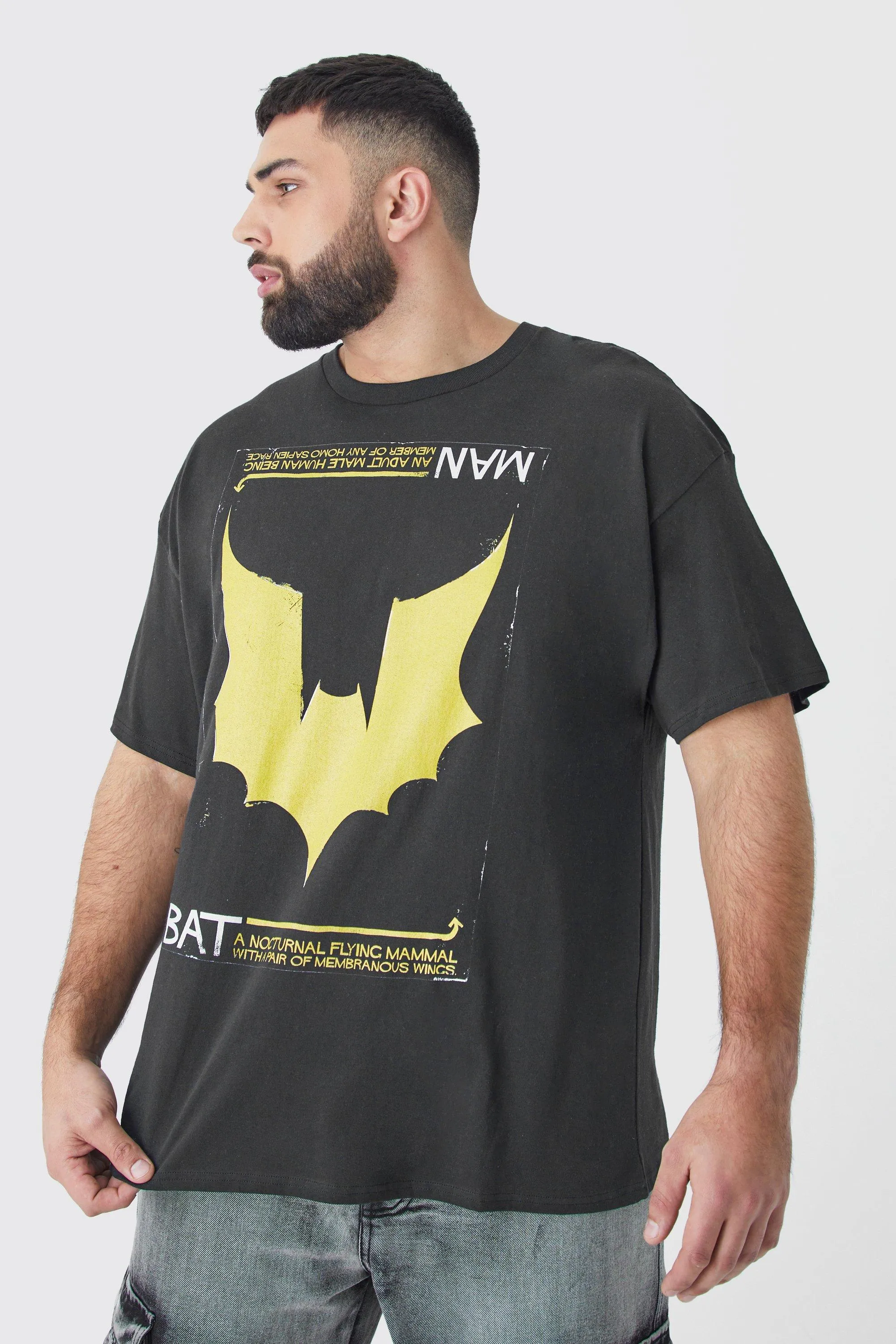Plus Size Batman Chest Print License T-shirt | boohooMAN UK