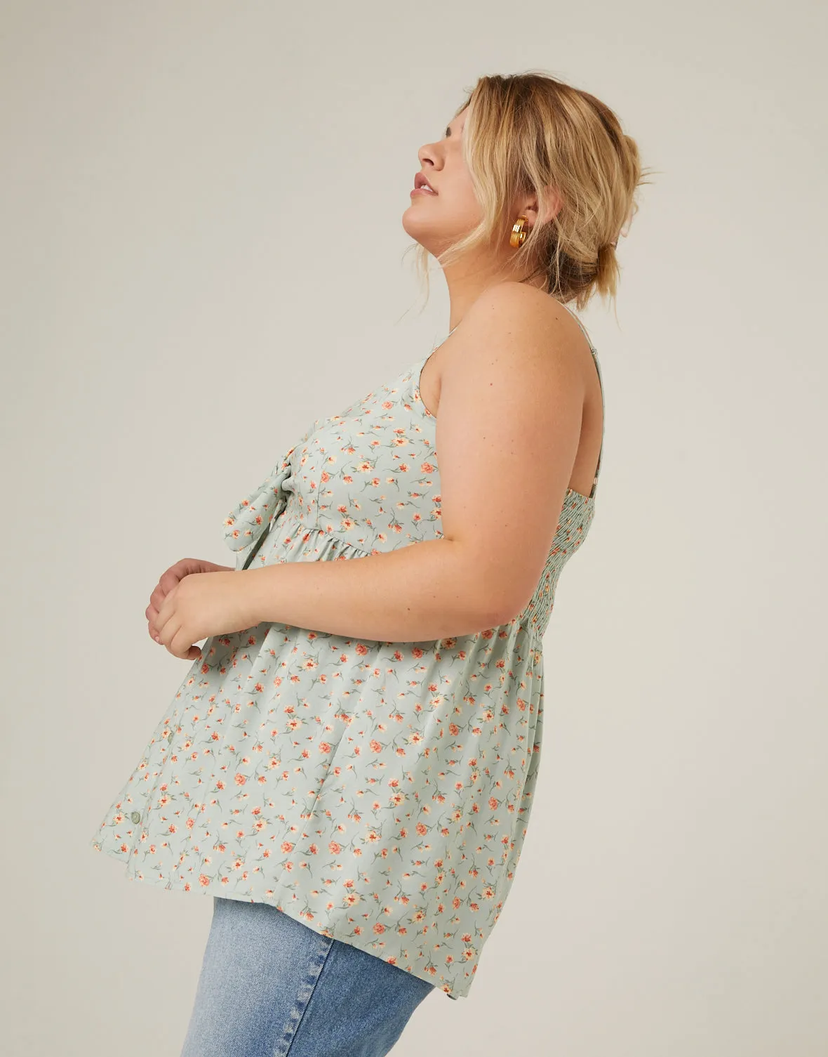 Plus Size Tied Floral Tank